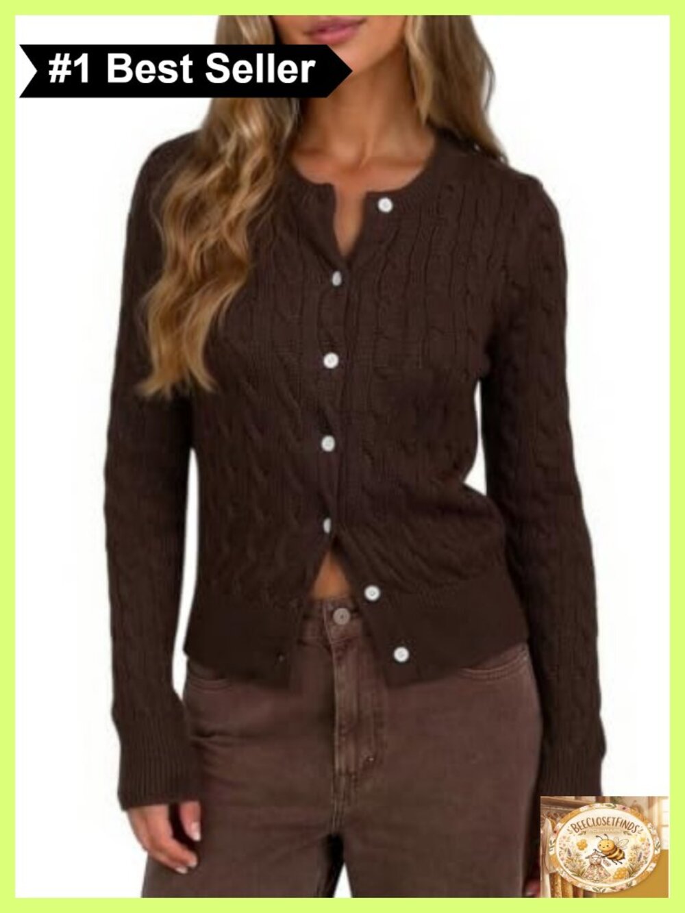 100% Cotton Cable Knit Button Up Cardigan Lightweight Long Sleeve